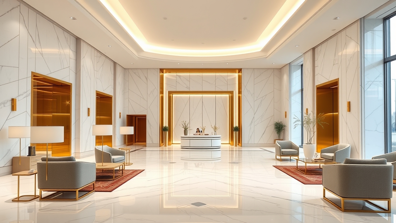 Luxury bank lobby interior Dubai