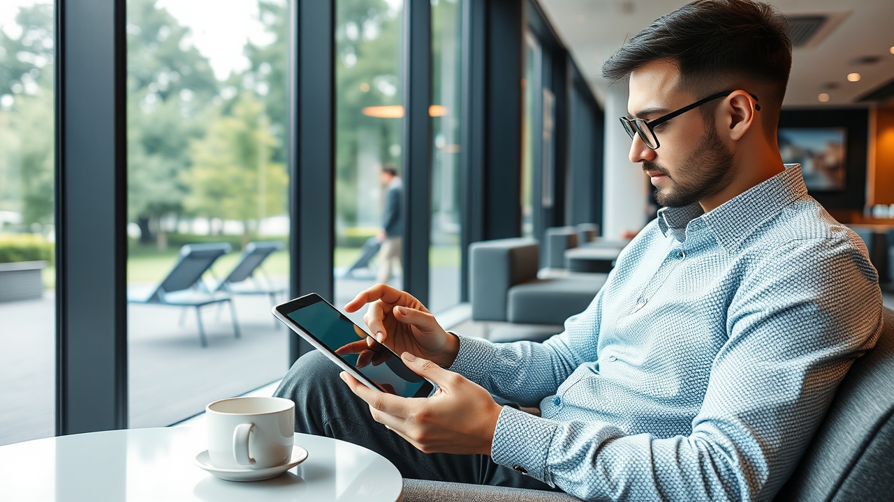 Digital nomad working in a Dubai Silicon Oasis lounge