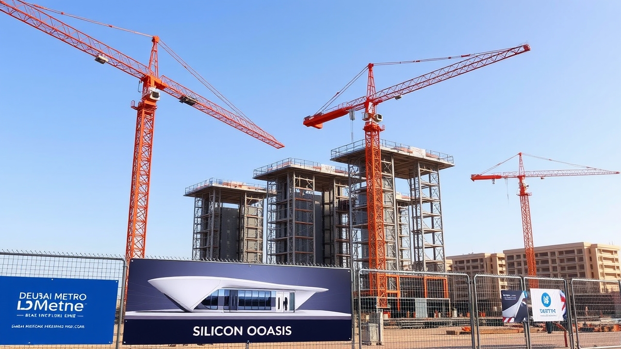 Dubai Metro Blue Line construction site in DSO