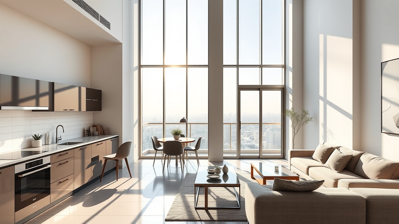 Modern 1-bedroom apartment interior in Liwan Dubai