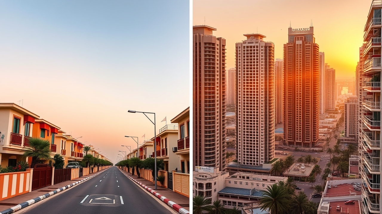 Visual comparison of Liwan vs Dubai Marina residential styles