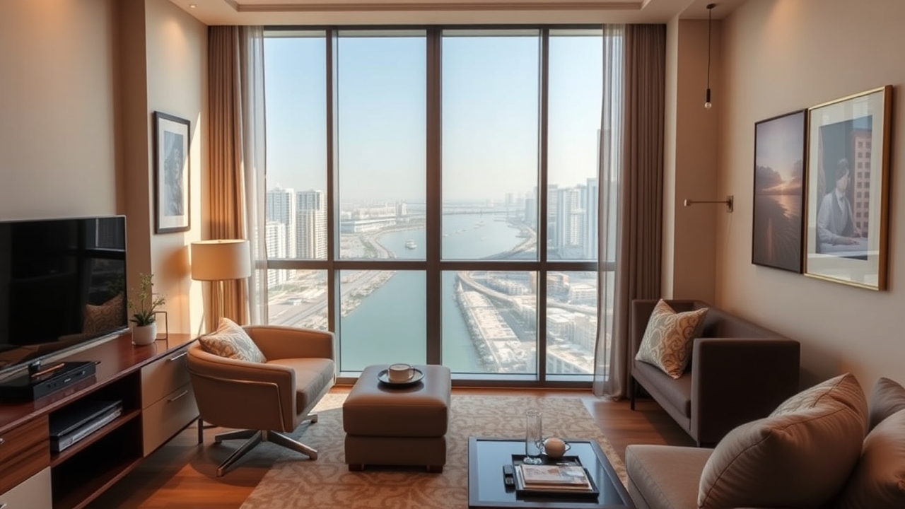 Remote work setup in a luxury Business Bay apartment