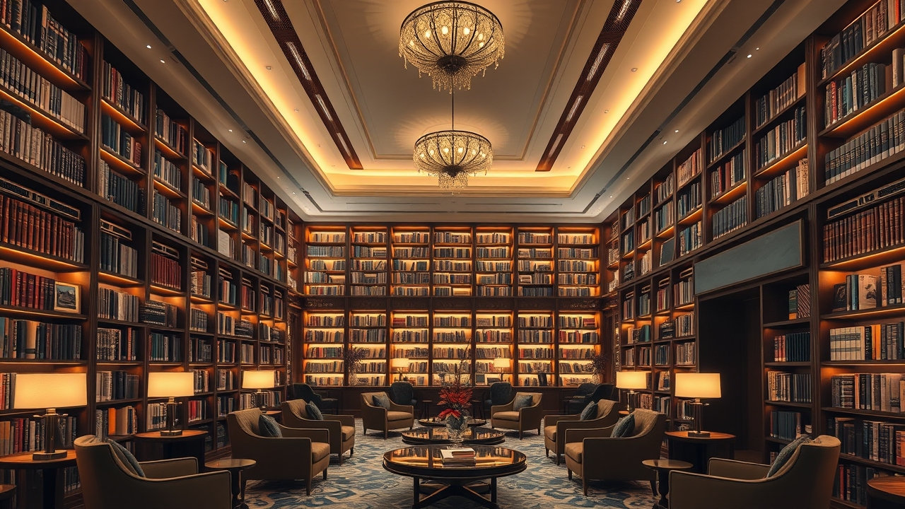 The Library lounge at Address Downtown Dubai for quiet meetings