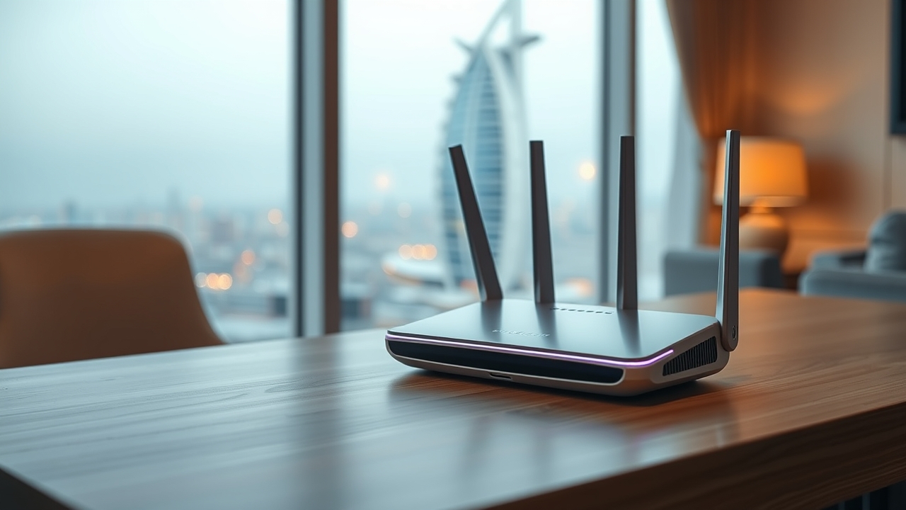 High-speed internet router in a Dubai luxury home