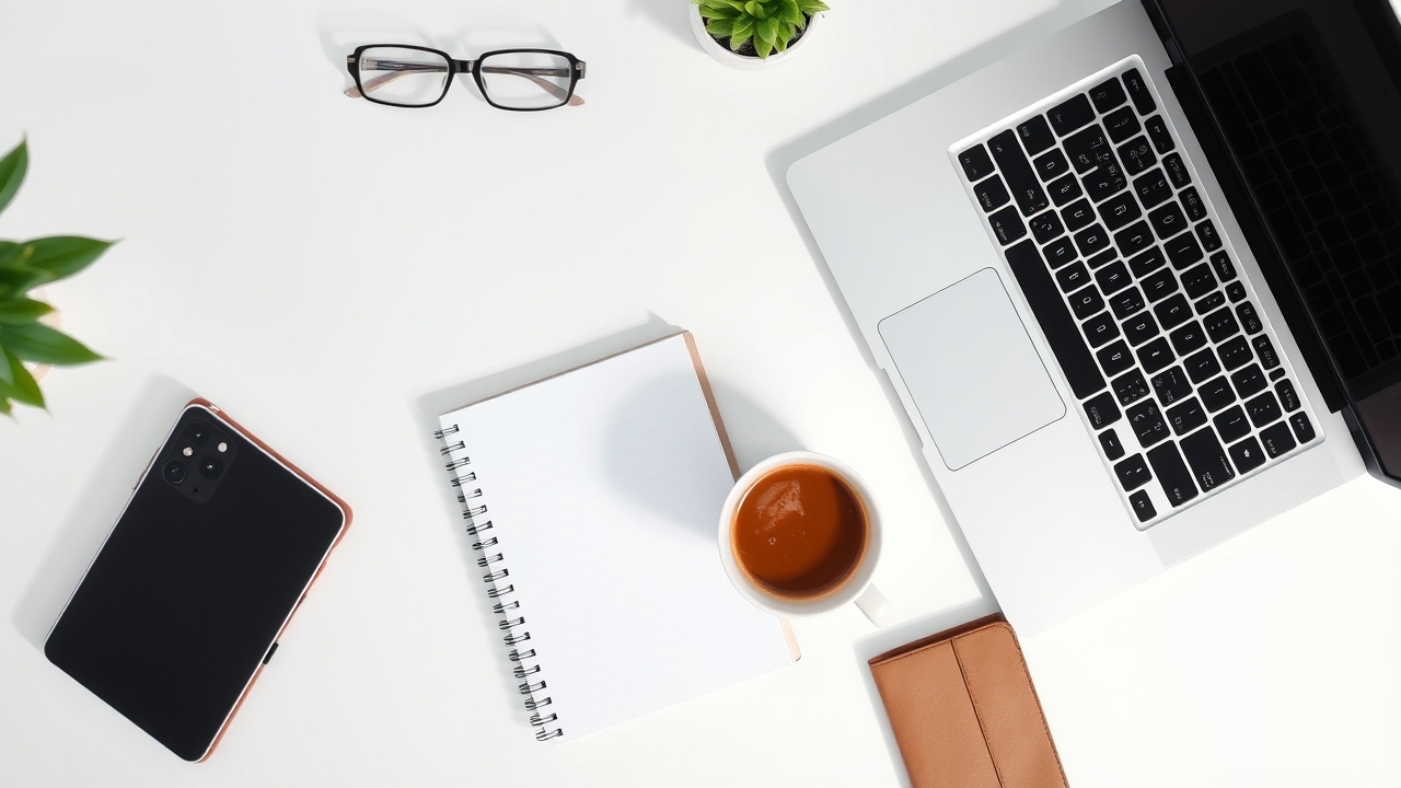 Minimalist freelancer desk setup with Arabic coffee