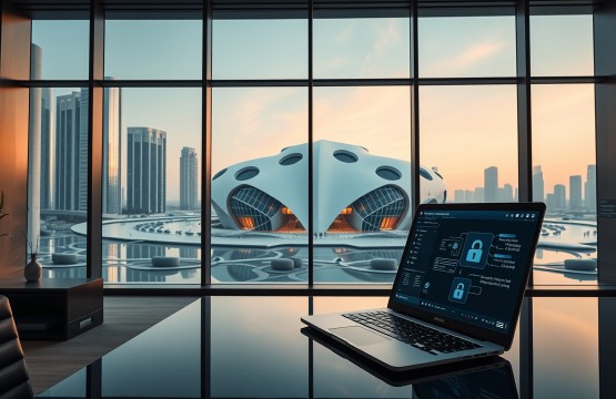 Luxury Dubai office with Museum of the Future view