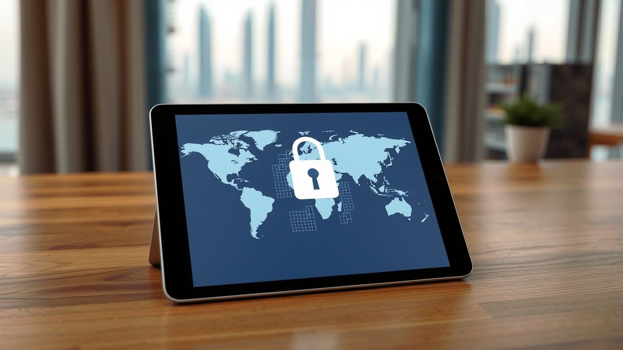 Digital security and global connectivity concept