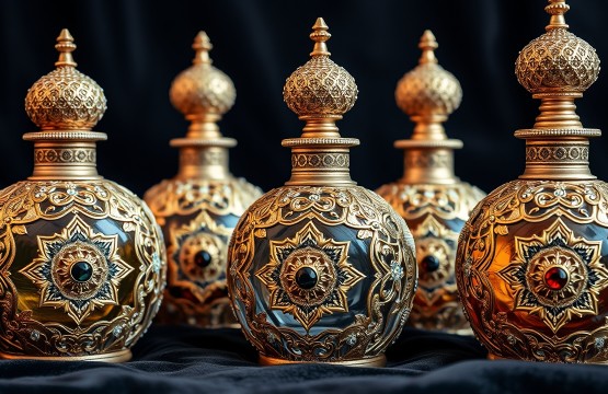 Luxury Arabic perfume bottles with gold details