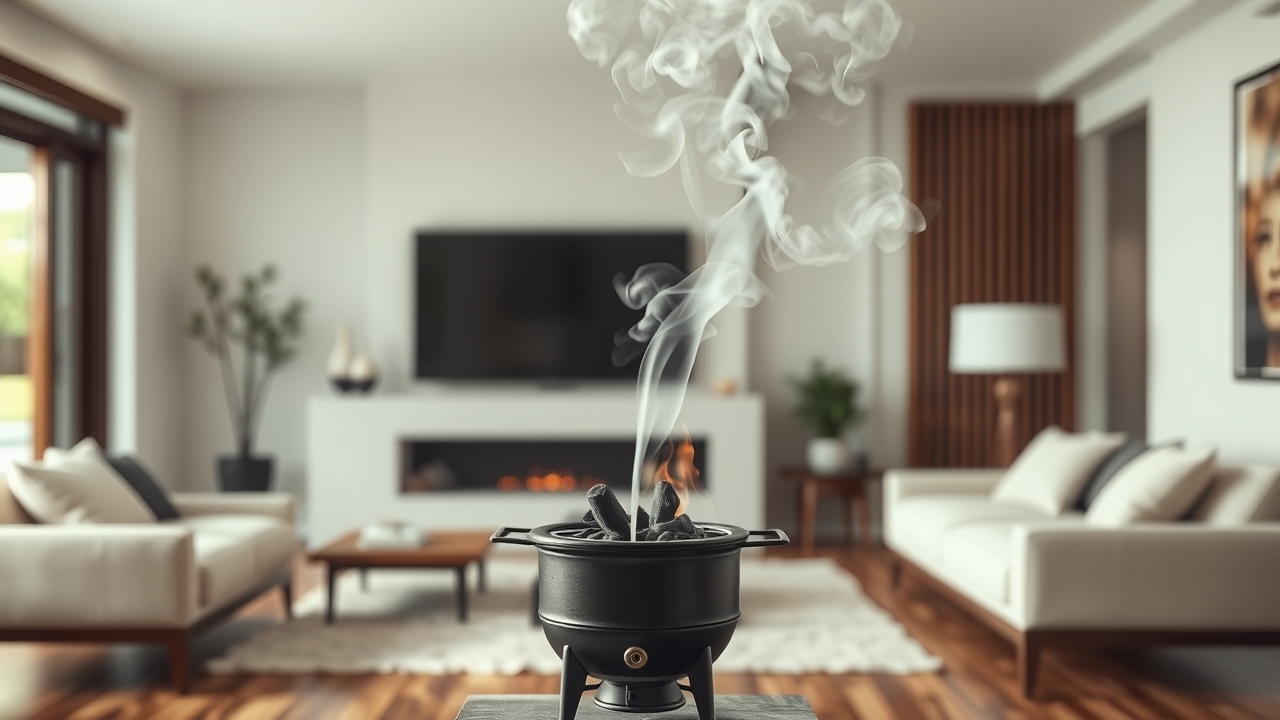 Bakhoor incense burning in a modern home