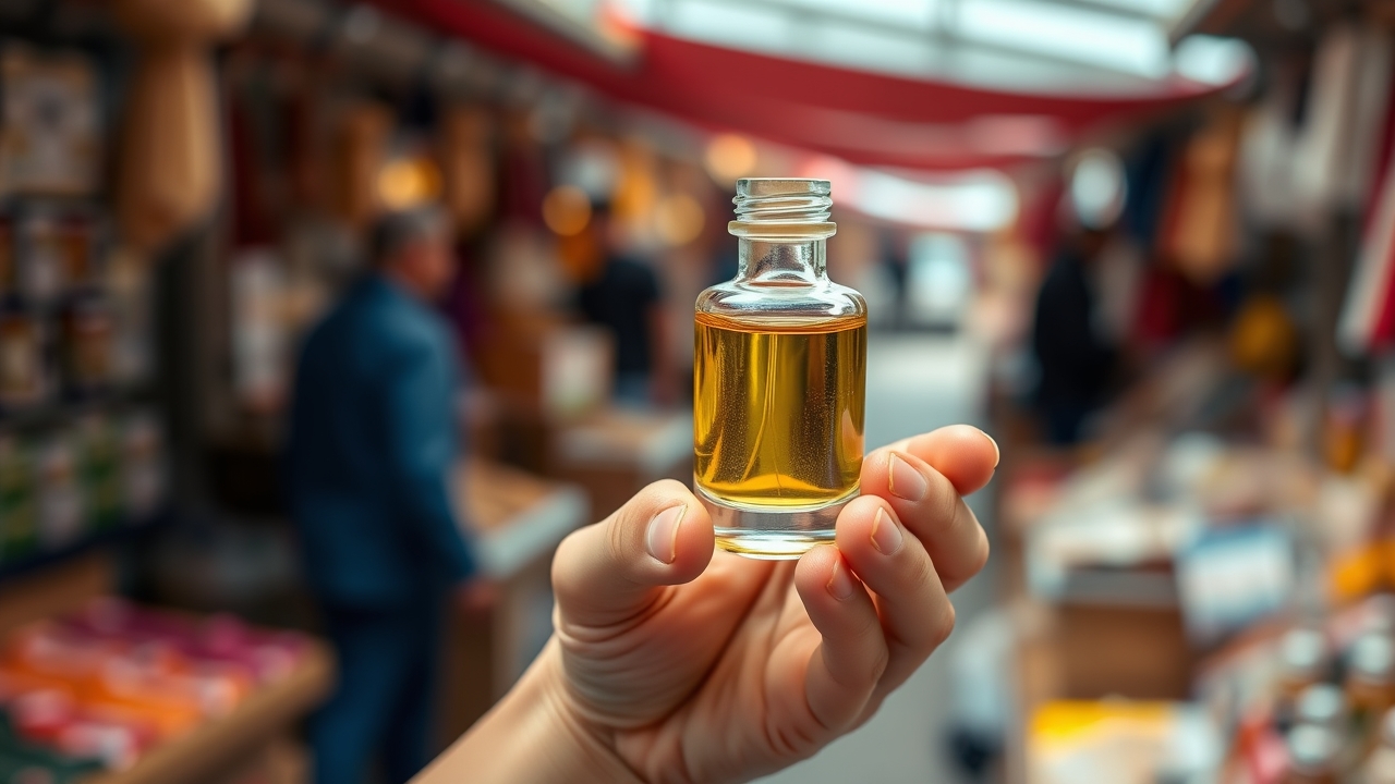 Concentrated perfume oil in a glass vial