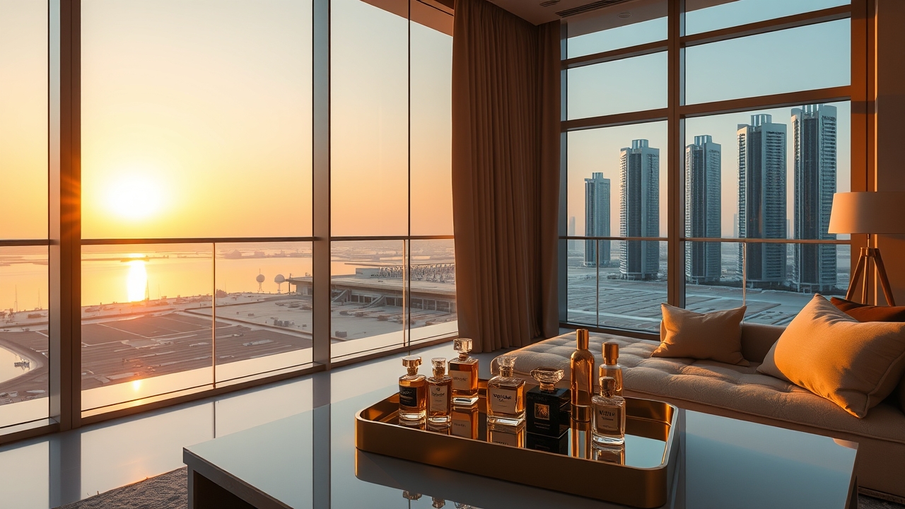 Perfume collection in a Dubai serviced apartment