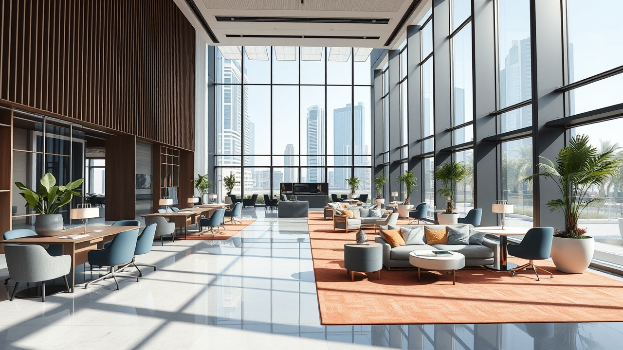 Contemporary coworking space in a Dubai hotel for nomads