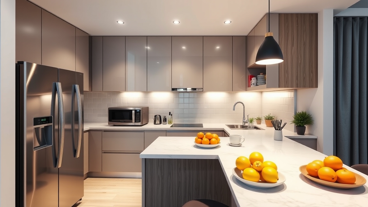 Modern kitchen in a premium serviced apartment