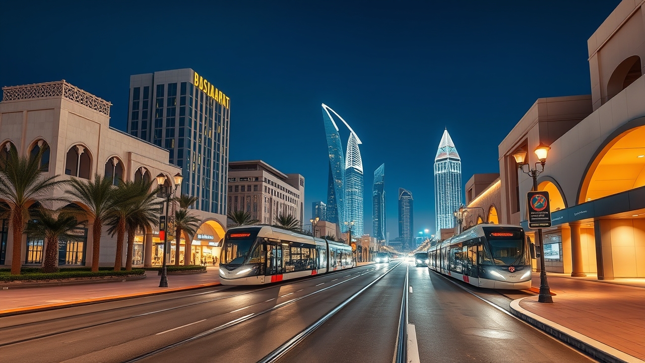 Msheireb Downtown Doha smart city architecture at night