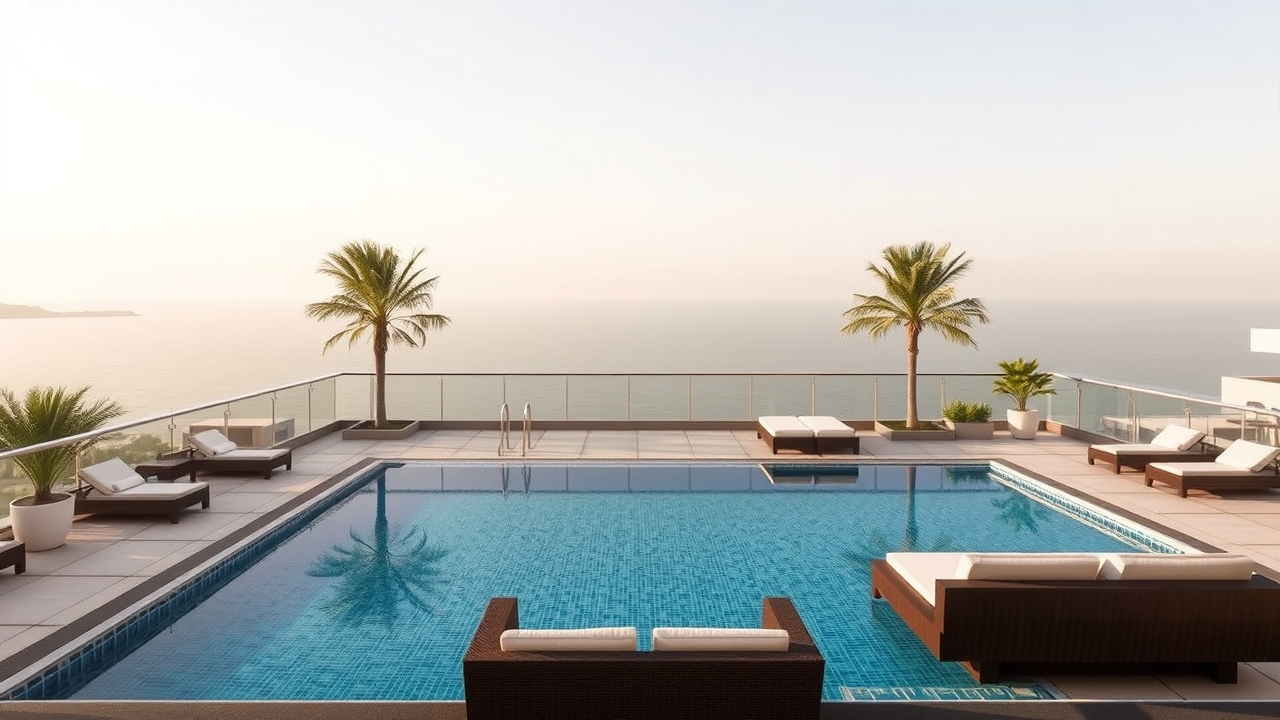 Rooftop pool at Fujairah corporate residence