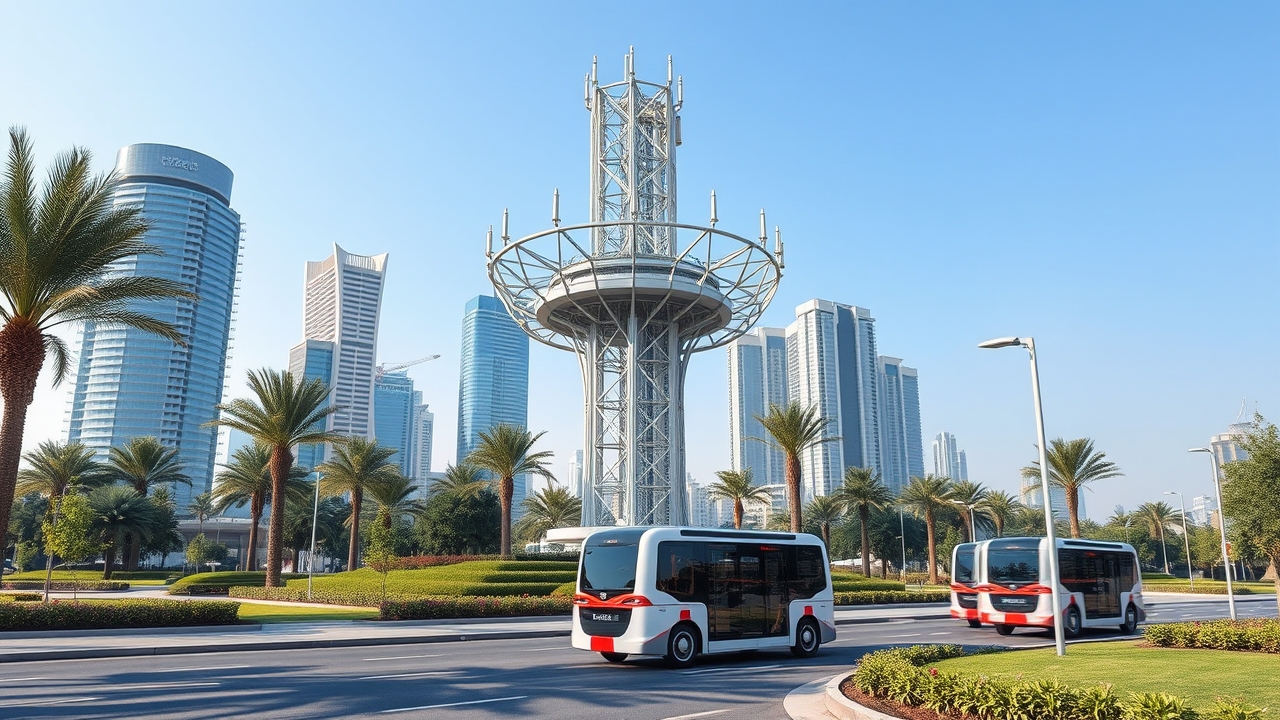 5.5G network tower in Expo City Dubai urban park
