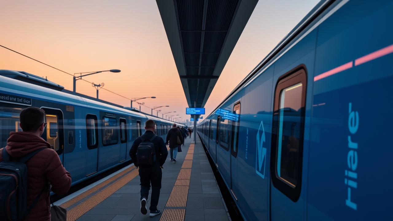 Dubai Metro Blue Line station at night