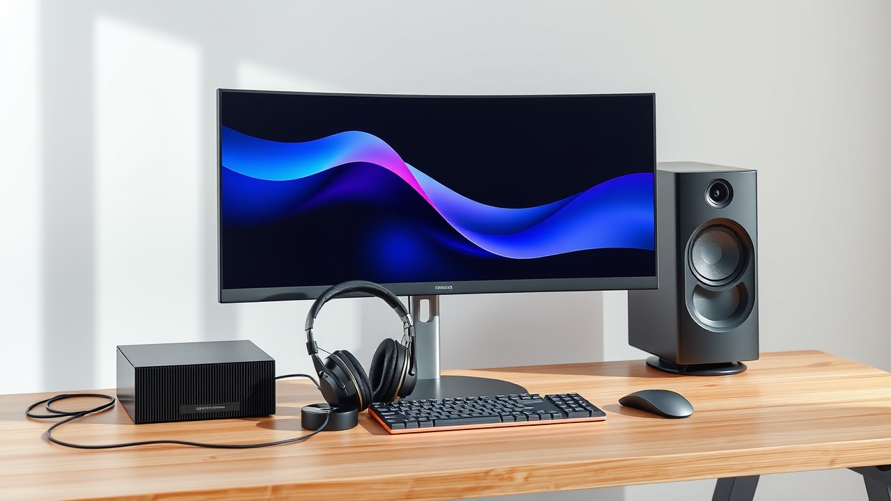 High-end minimalist tech workstation