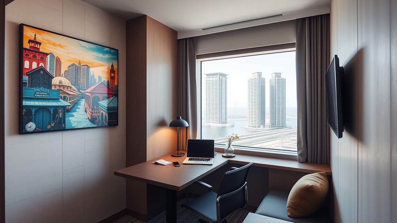 Modern compact lifestyle hotel room design