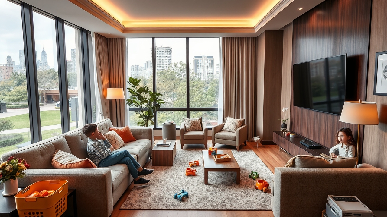 Family living room hotel apartment Dubai