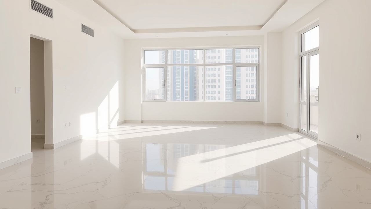 Unfurnished luxury apartment with marble flooring in Dubai