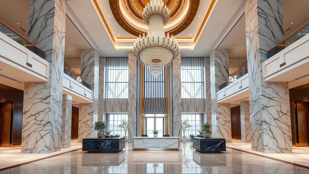 Grand lobby of a branded residence in the Middle East