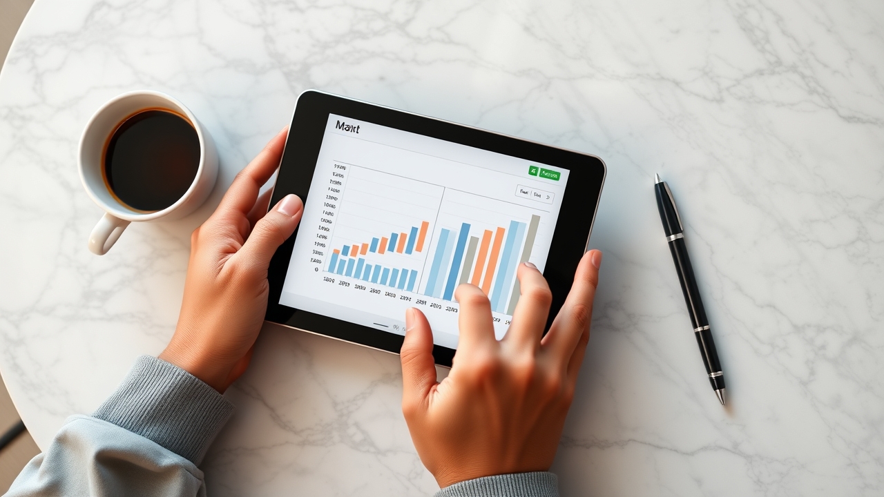 Cost comparison data displayed on a digital tablet in a professional setting