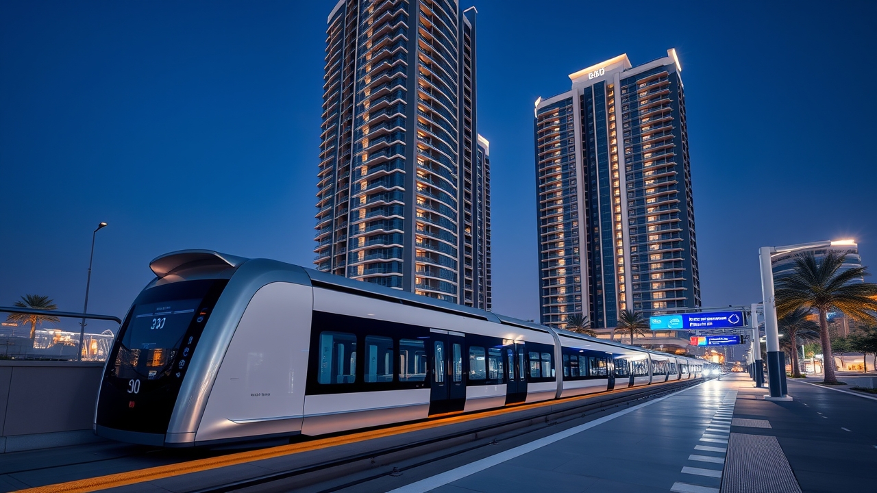 Dubai Metro station near luxury residential building