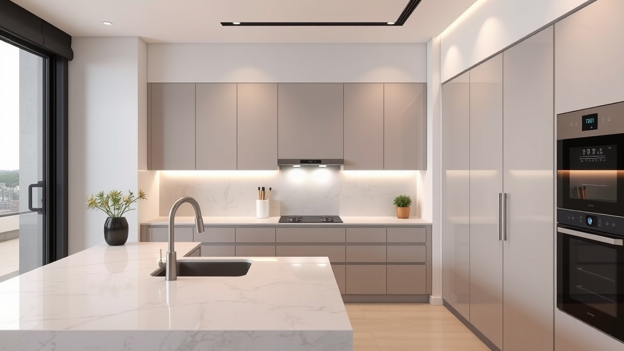 Fully equipped luxury kitchen in serviced apartment