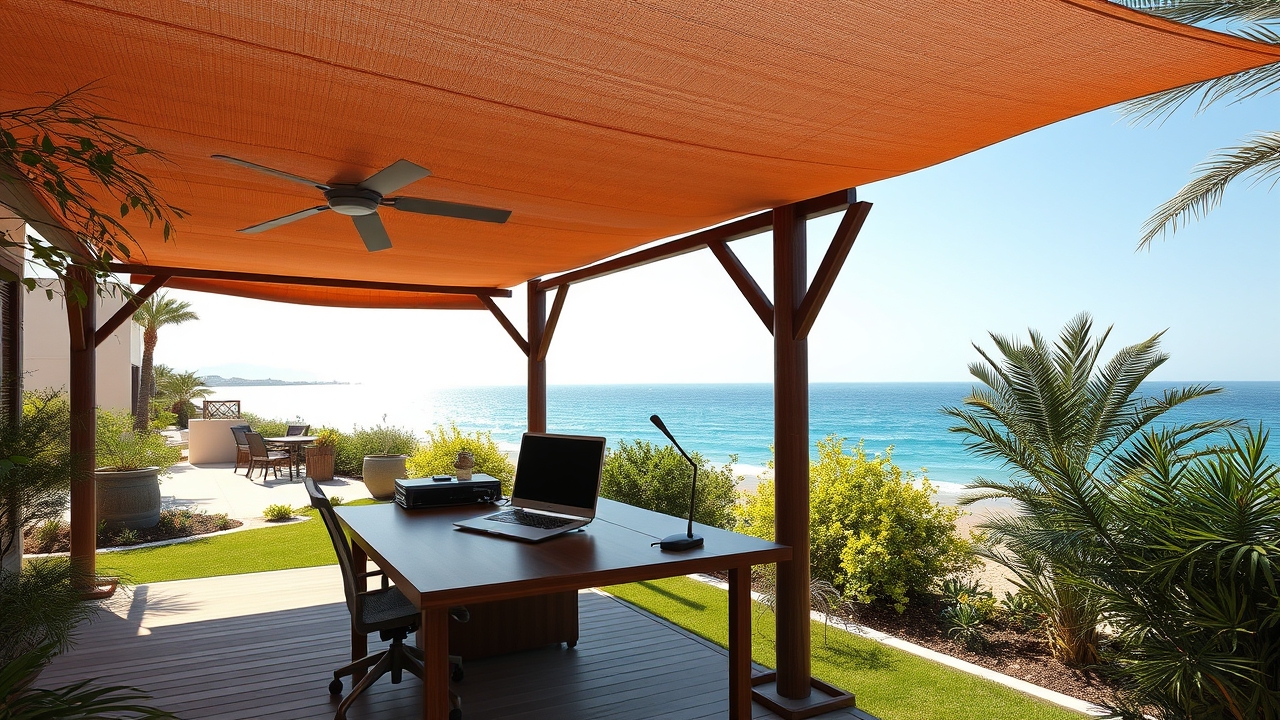 Outdoor remote work setup in Ras Al Khaimah