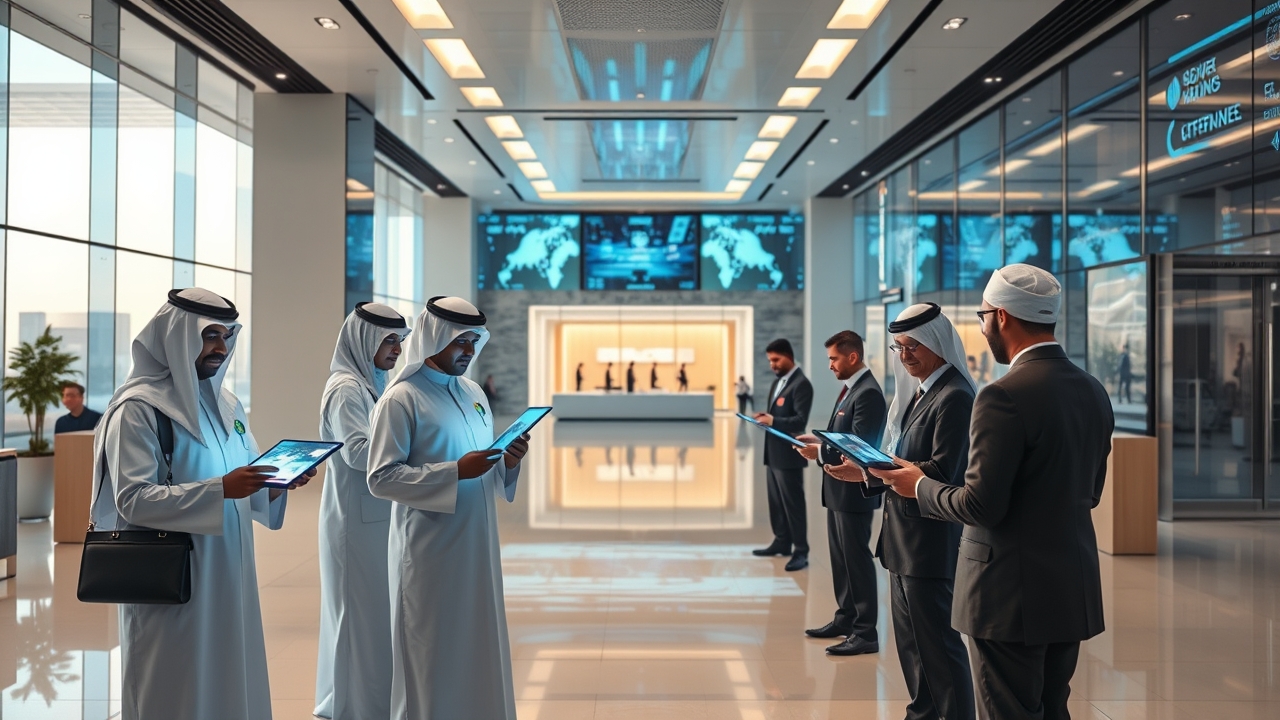 Modern Omani corporate lobby 2026