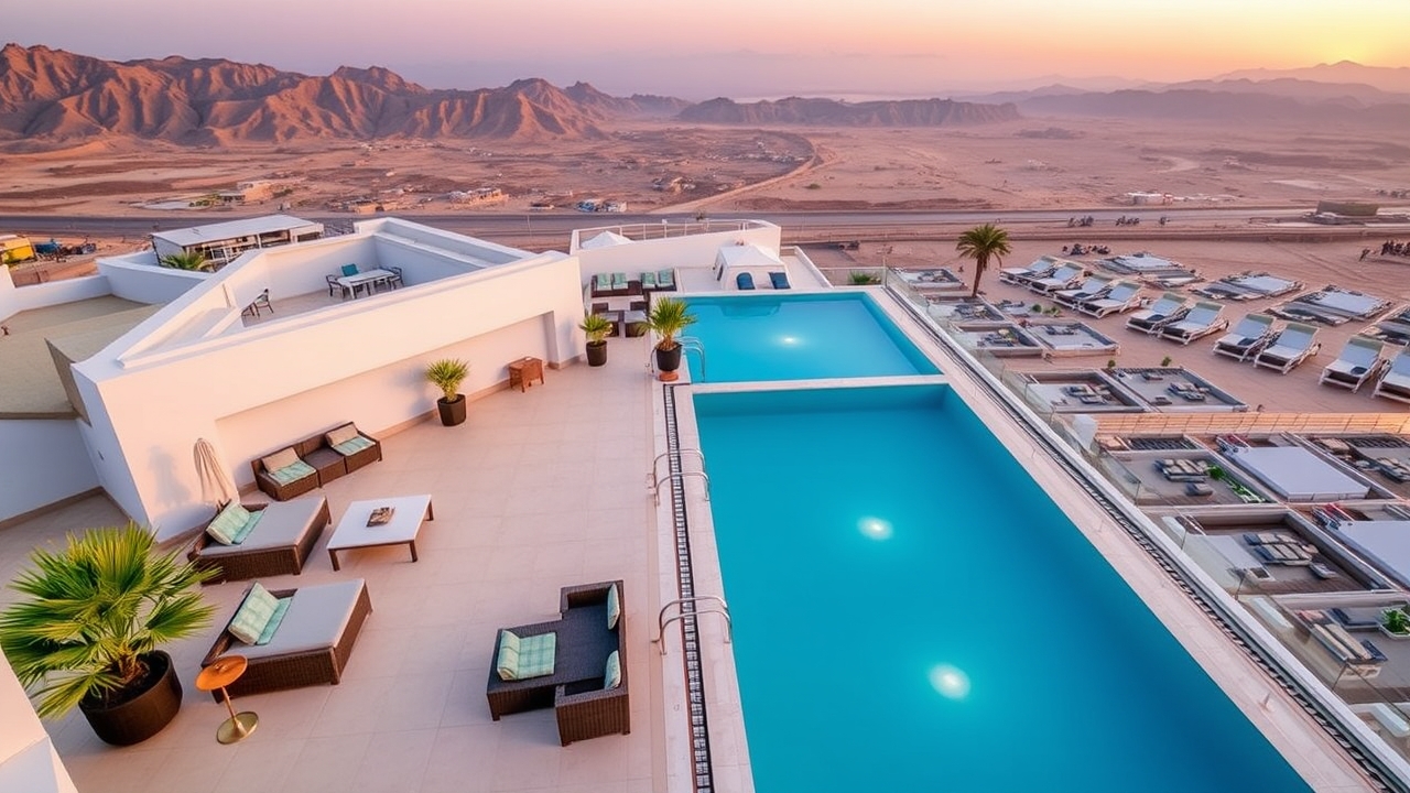 Rooftop lounge at Fraser Suites Muscat