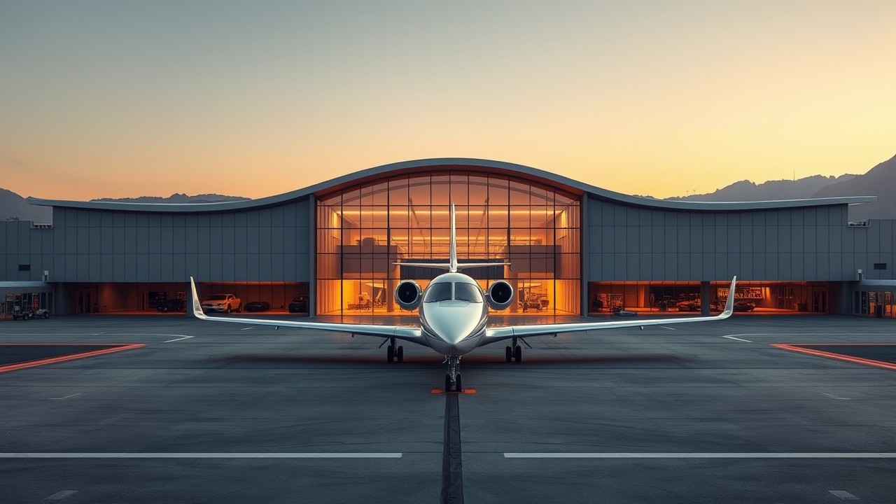 Private jet at Zurich airport terminal