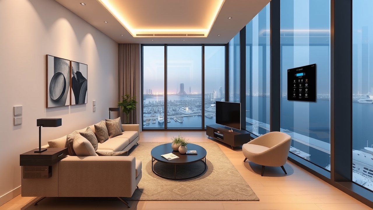Luxury serviced apartment interior in Lusail Marina Qatar