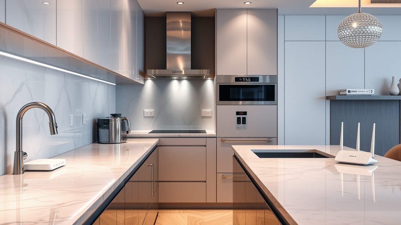 Modern high-tech kitchen in a Doha luxury rental