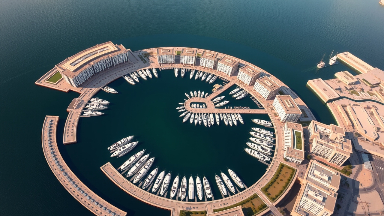 Aerial view of Porto Arabia The Pearl-Qatar