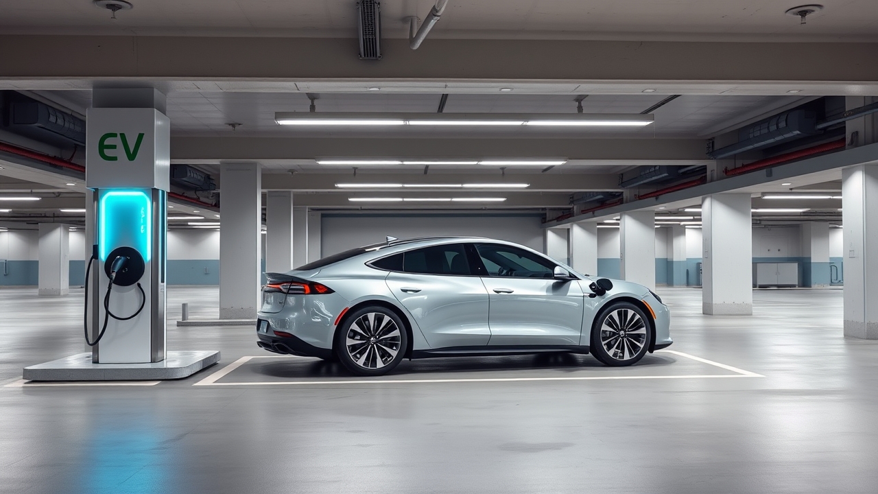 EV charging station in a modern Lusail garage