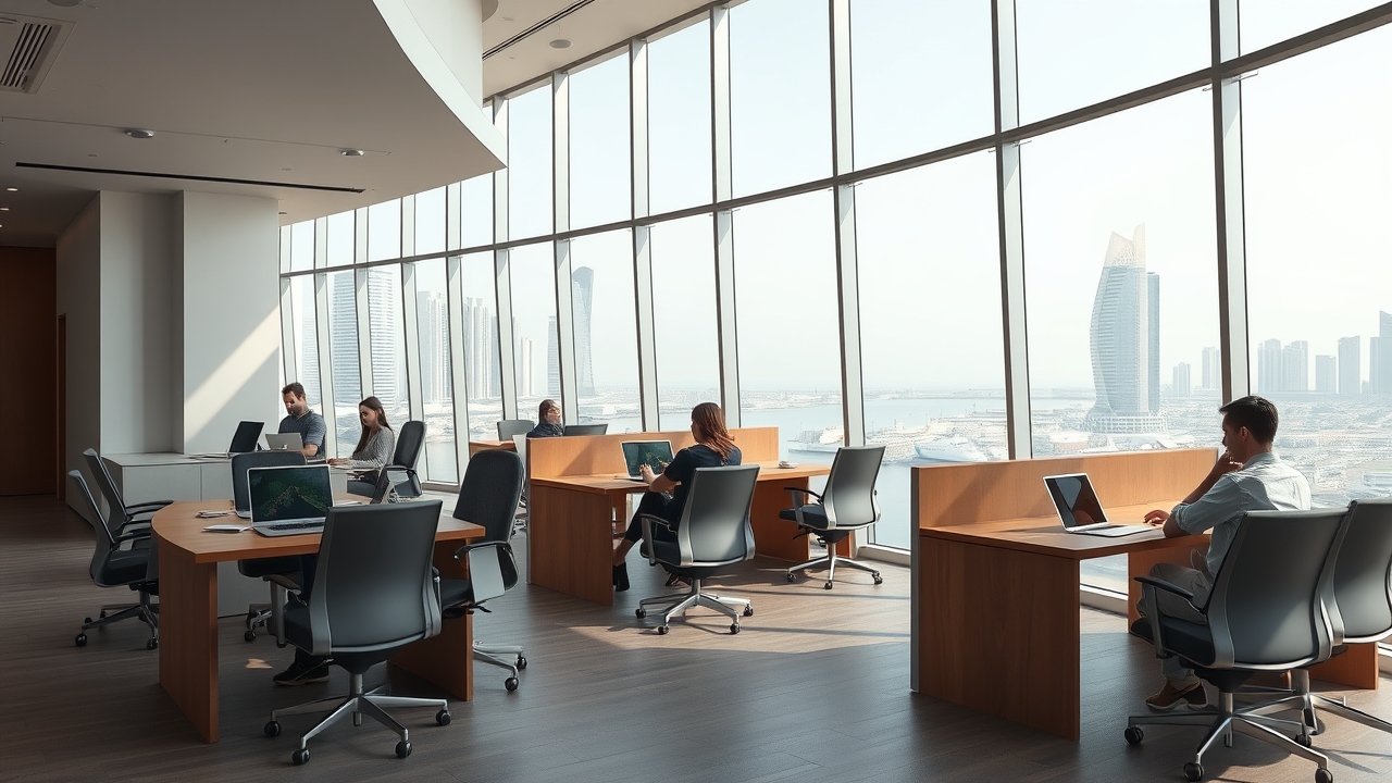 Modern co-working space interior in Dubai Marina