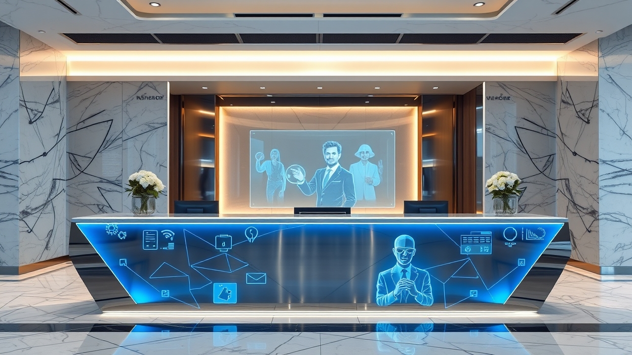 Holographic receptionist in a Dubai business center