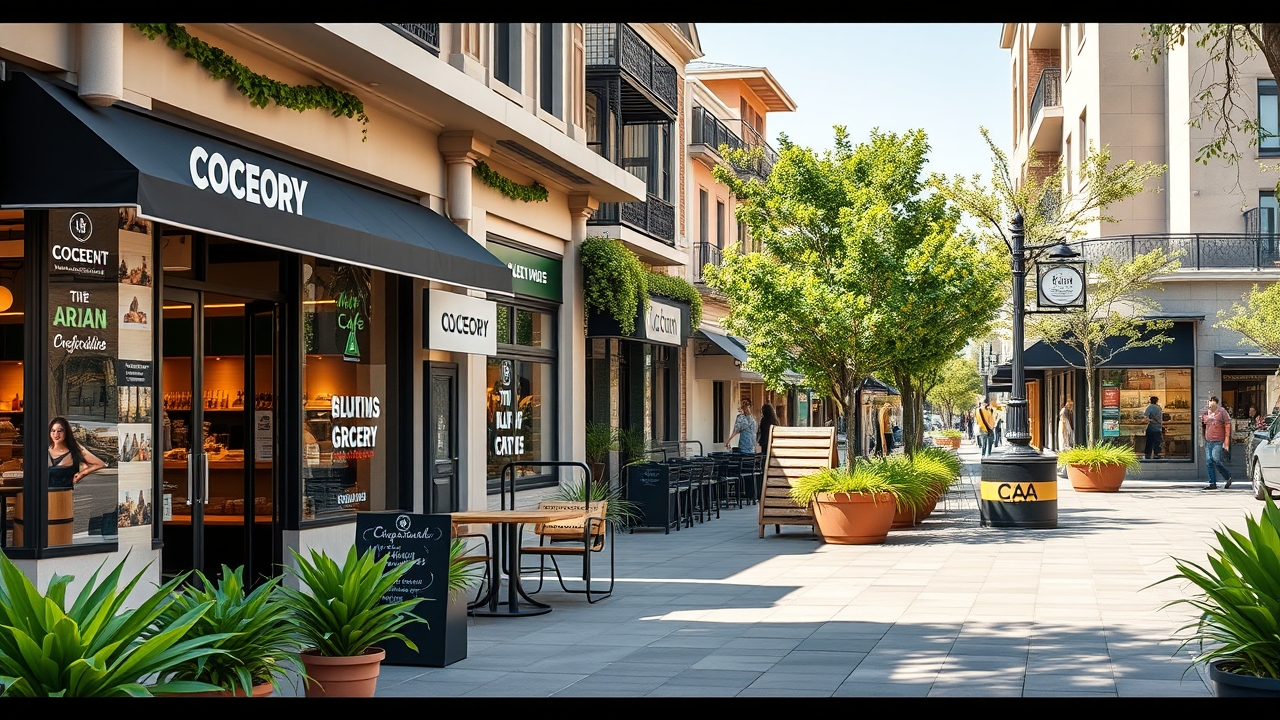 Retail and cafe promenade in Arjan Dubai