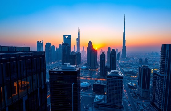 Dubai DIFC skyline sunset view
