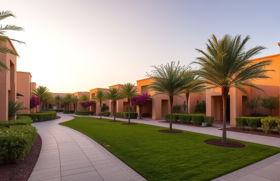 Zen cluster buildings in Discovery Gardens at sunset