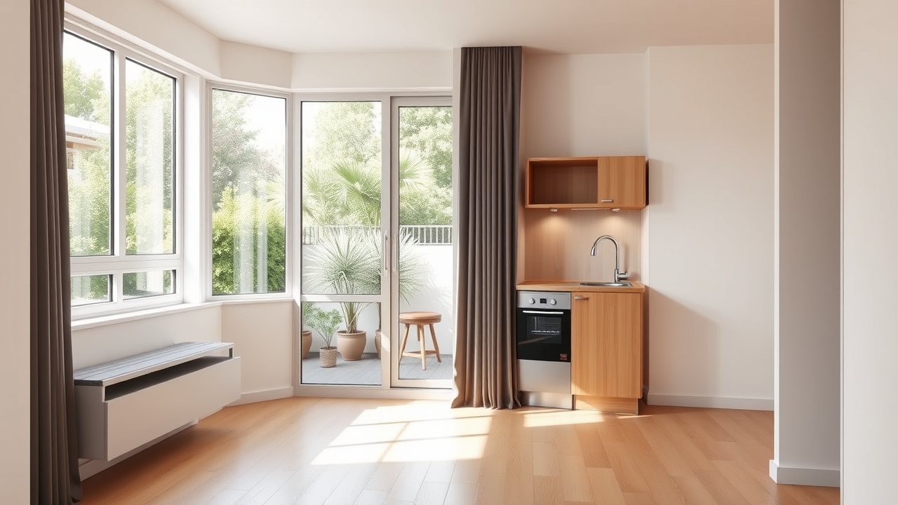 Modern studio apartment interior in Discovery Gardens Dubai