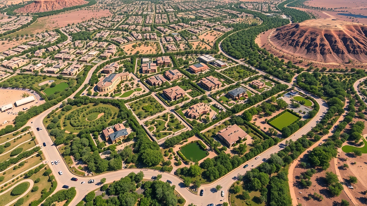 Aerial view of Discovery Gardens green clusters