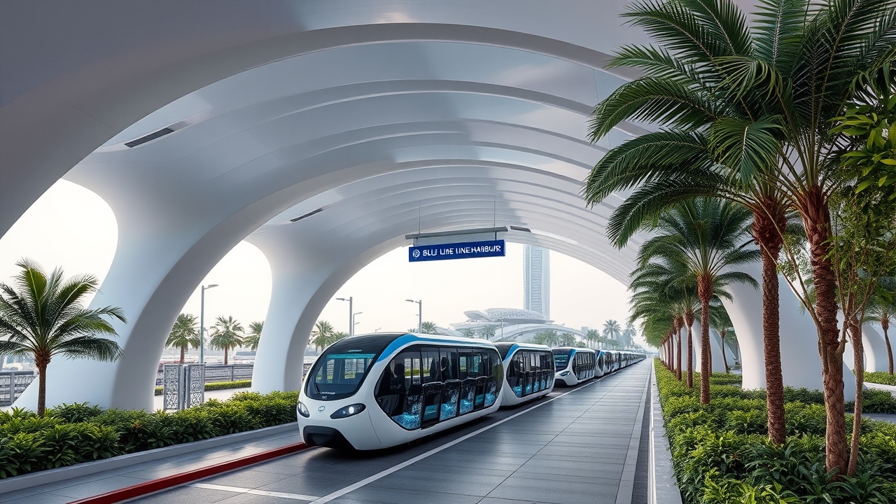 RTA Blue Line metro station and autonomous pods in DCH