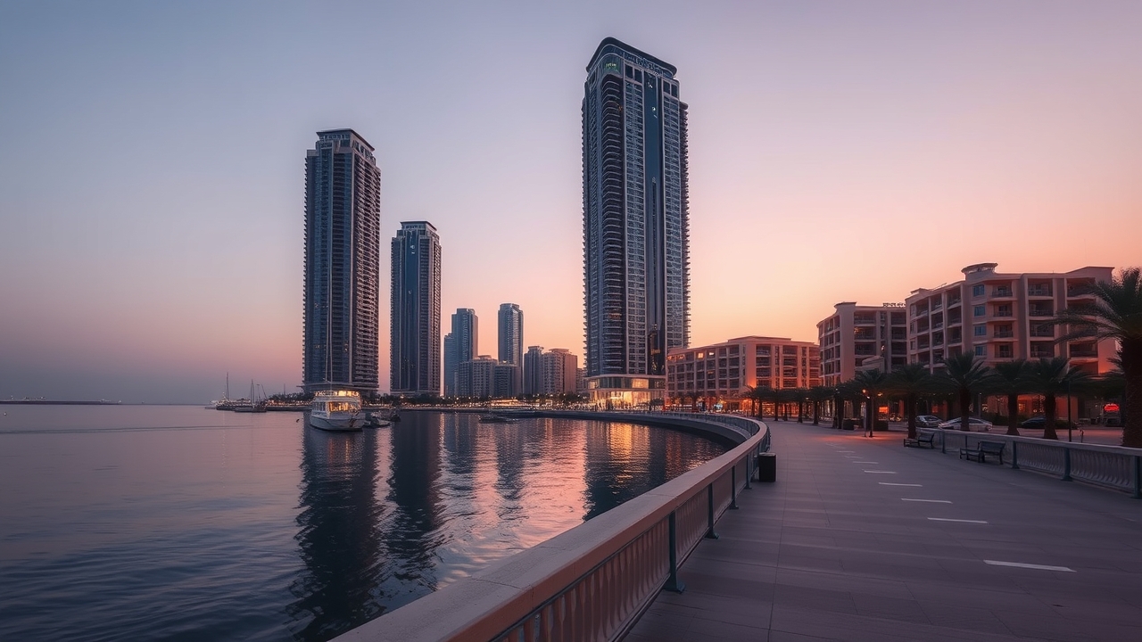 Dubai Creek Harbour residential area at twilight