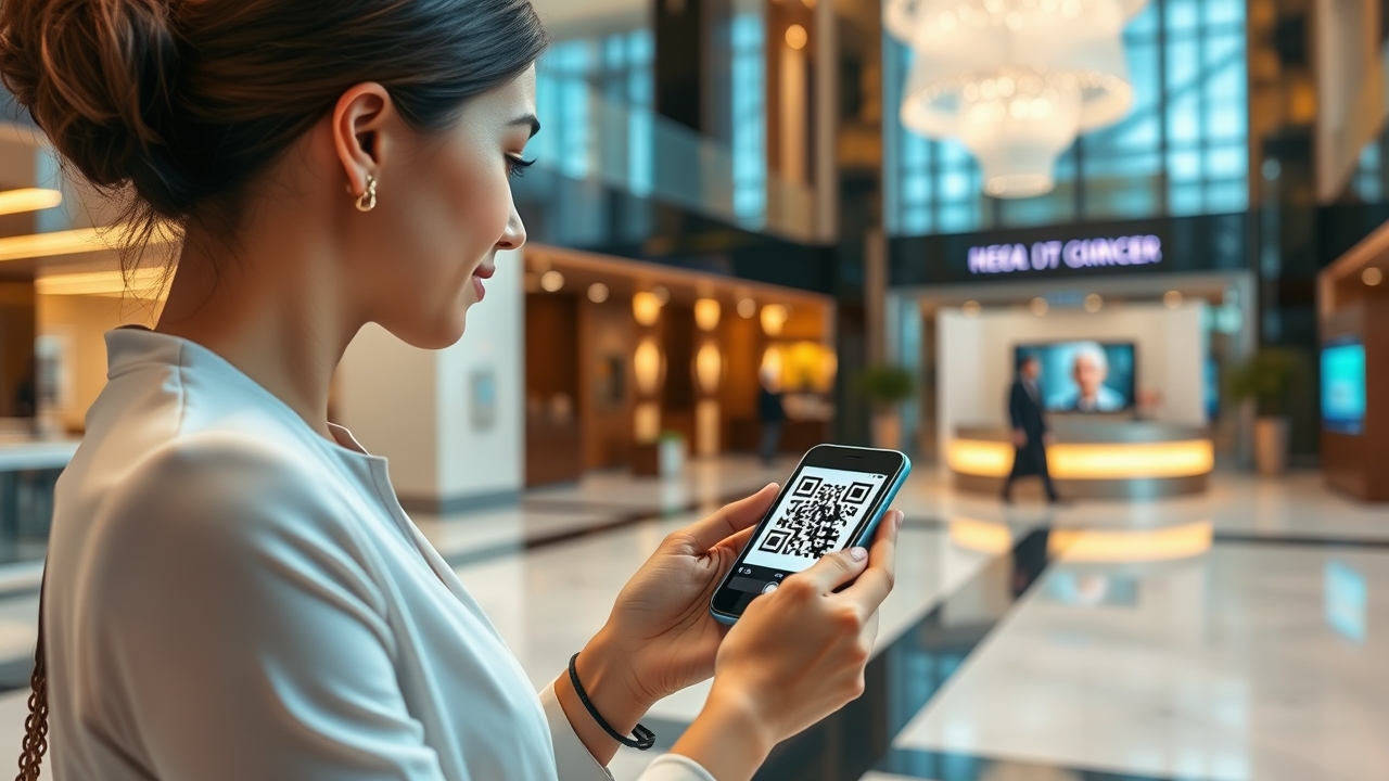 Woman using a smartphone for digital services in Dubai