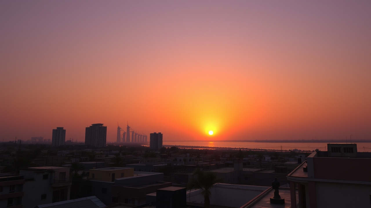 Rooftop sunset view over Satwa and Jumeirah
