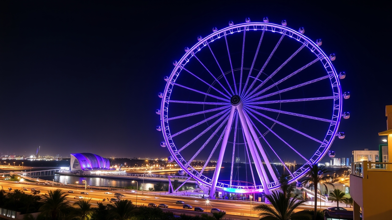Ain Dubai view from JBR at night