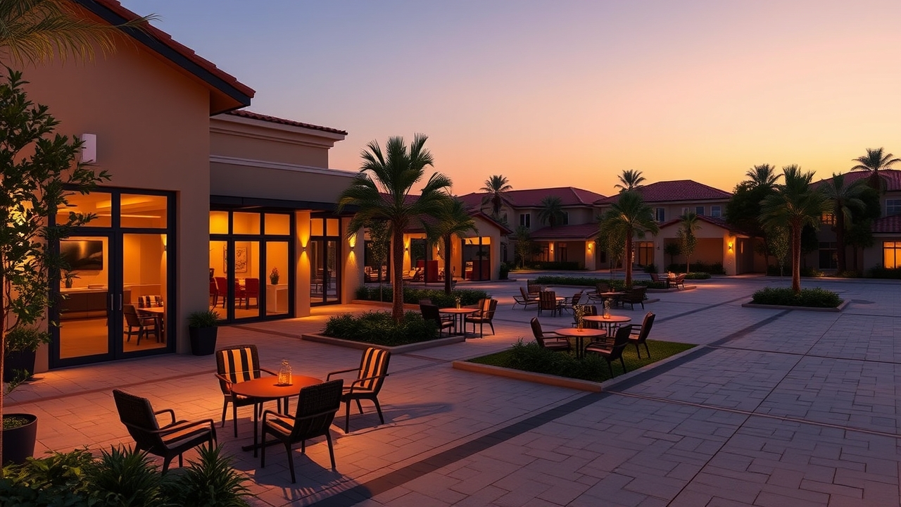 Damac Hills 2 community center at night